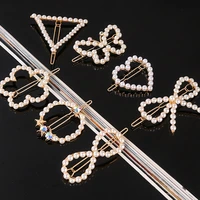 fashion pearl hair clip women girls elegant design triangular heart round hairpin barrette hair pins ponytail hair accessorieses