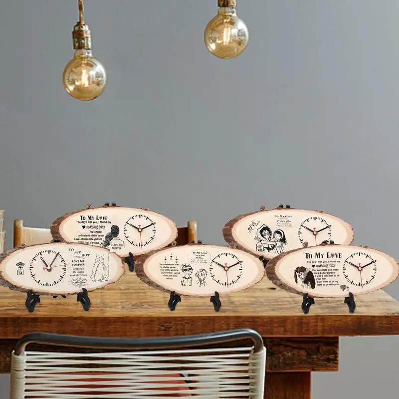 

Table Clock Decoration Creative Wooden Clock Portable Valentine's Day Clock Flexible Decorative Wood Clock Multifunctional