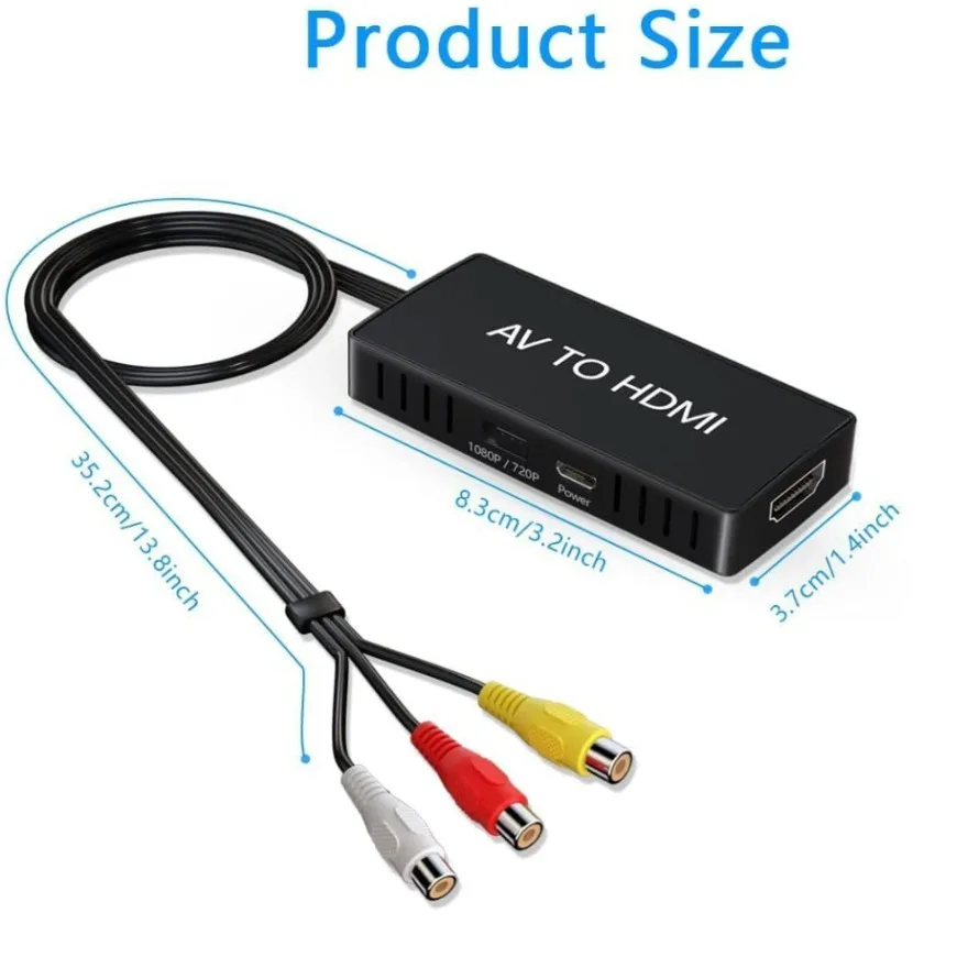 Кабель-переходник, совместимый с RCA в HDMI, адаптер 1080P, совместимый с AV-HDMI для PS123 STB Xbox VHS VCR, DVD-плеер с синим радиусом (art.: 3920cf400b5db) - 3920cf400b5db
