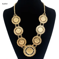 new model turkish totem necklace gold plated chain arabic wedding pendant necklaces luxury women necklace coin necklaces