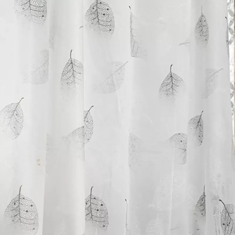 

2023 K-water Nature Shower Kitchen Curtains Fashion Gray Leaves Romantic Art Waterproof for Bath with Hooks For Bathroom Bathroo