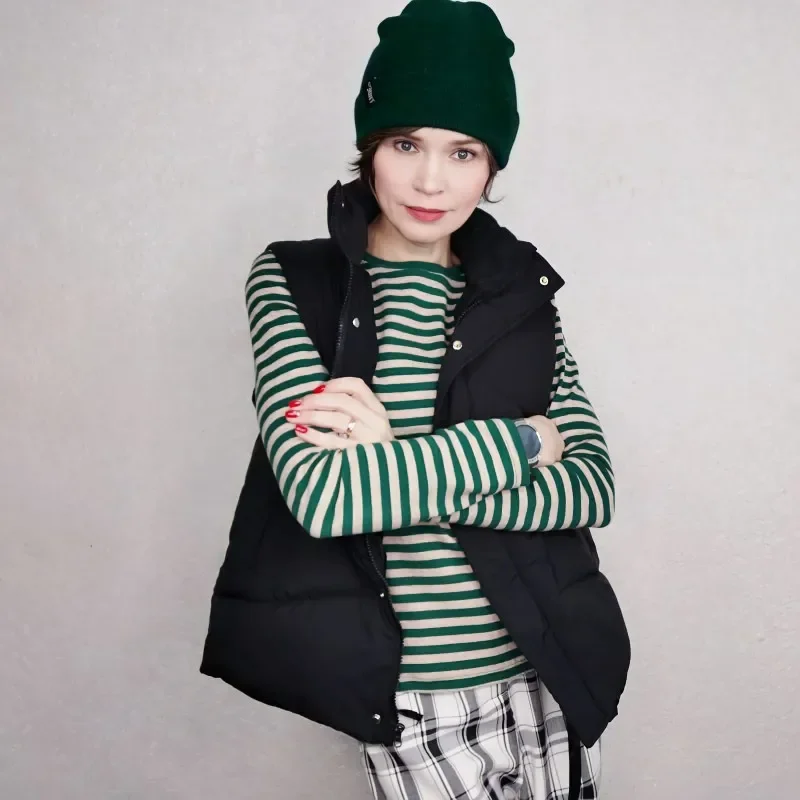 Женский зимний пуховой жилет размера плюс Повседневная универсальная куртка без