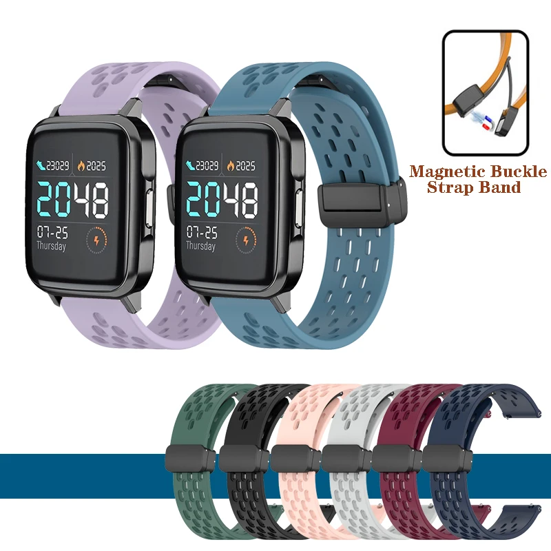 

20mm 22mm Folding Buckle Magnetic Buckle Silicone Strap Band For Haylou LS02 RS4 Plus / Solar LS05 LS05S LS04 LS10 GST