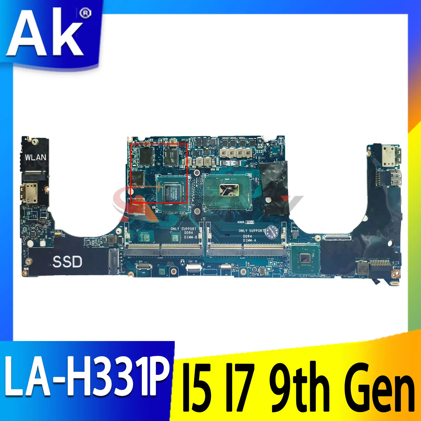 

For Dell XPS 15 7590 Motherboard EDP51 EDB51 LA-H331P With CPU I5 9300H I7-9750H GPU N18P-G0-MP-A1 (GTX1650) 100% Fully Tested