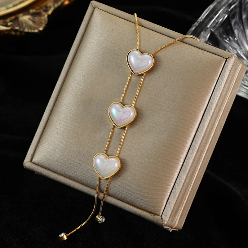 EILIECK длинное ожерелье из нержавеющей стали с подвеской в виде сердца цепочка змеи