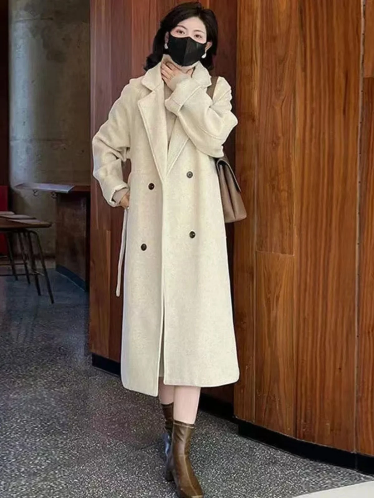 Плюс размер Design Sense Высококачественная шерстяная куртка с длинными рукавами