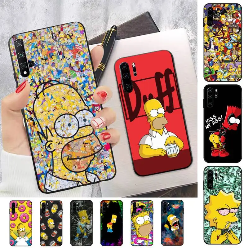 

Bandai Funny Cartoon Homer Simpson Family Phone Case for Huawei P30 40 20 10 8 9 lite pro plus Psmart2019