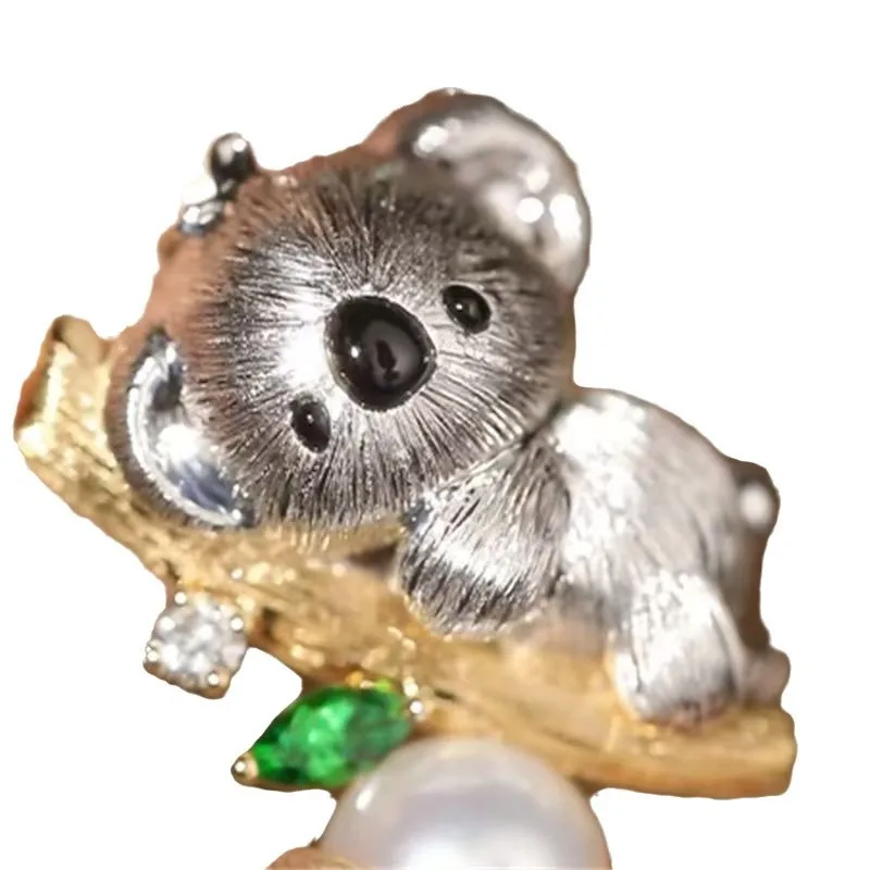 Фото Изысканный кулон Cute Crit Koala, двухместный, нарисованный вручную процесс, инкрустированный сладким и простым №5