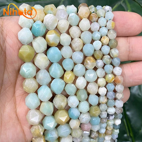 Натуральные граненые бусины амазонит 6/8/10 мм, 14 дюймов