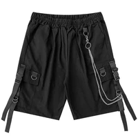 mens beach shorts ribbons black hip hop streetwear casual male sportswear shorts homme clothing 2022 solid mens shorts summer