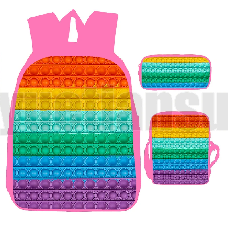

3d-принт Радуга пузырьковый тип розовый 3 шт./компл. Поп аниме рюкзак для ноутбука сумка для книг школьные сумки Семейная Игра для подростков ...