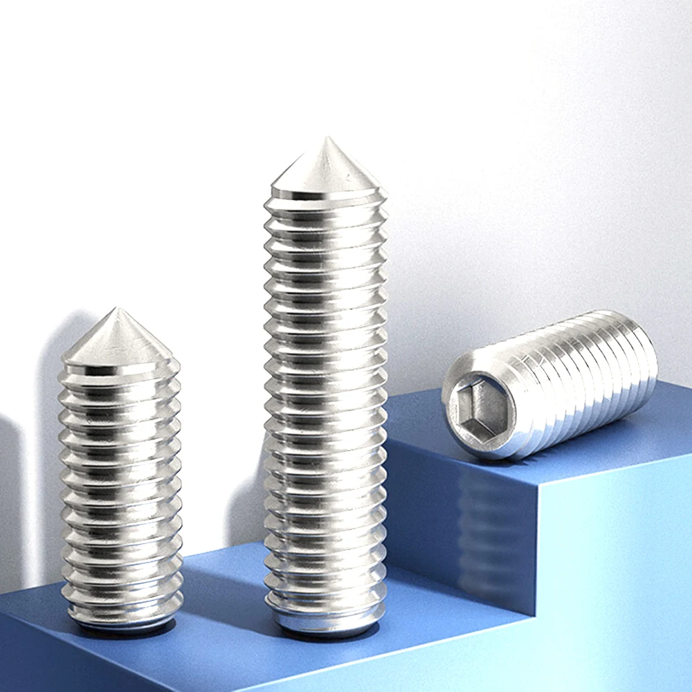 

2/50 Pcs 316 Steel Tapered End Bolts M3 M4 M5 M6 M8 M10 Hexagon Socket Flat Head Set Screws Hardware Accessories Flat Bolt Vis