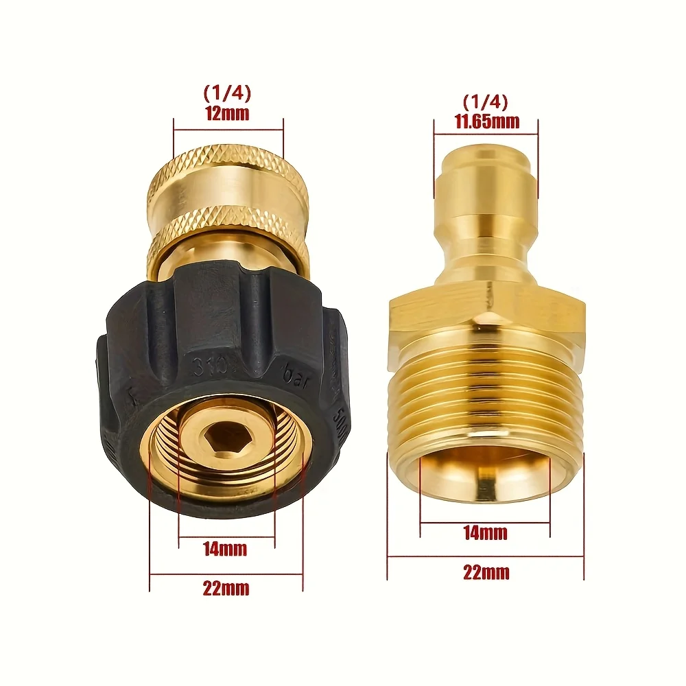 

Набор Адаптеров Высокого Давления С Быстросъемным Соединением M22 14 Мм/15 Мм На 1/4 Дюйма, 5000 PSI