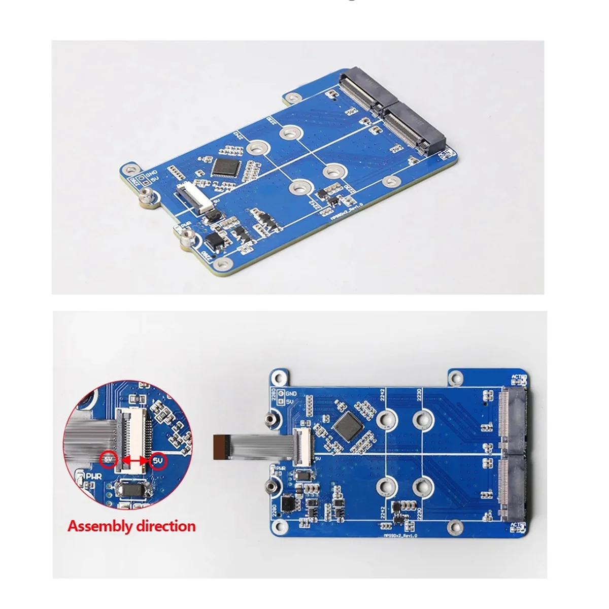 MPS2280D для Raspberry Pi 5 PCIE-M.2 Dual NVME SSD HAT Поддержка твердотельного накопителя 2280/2242/2230