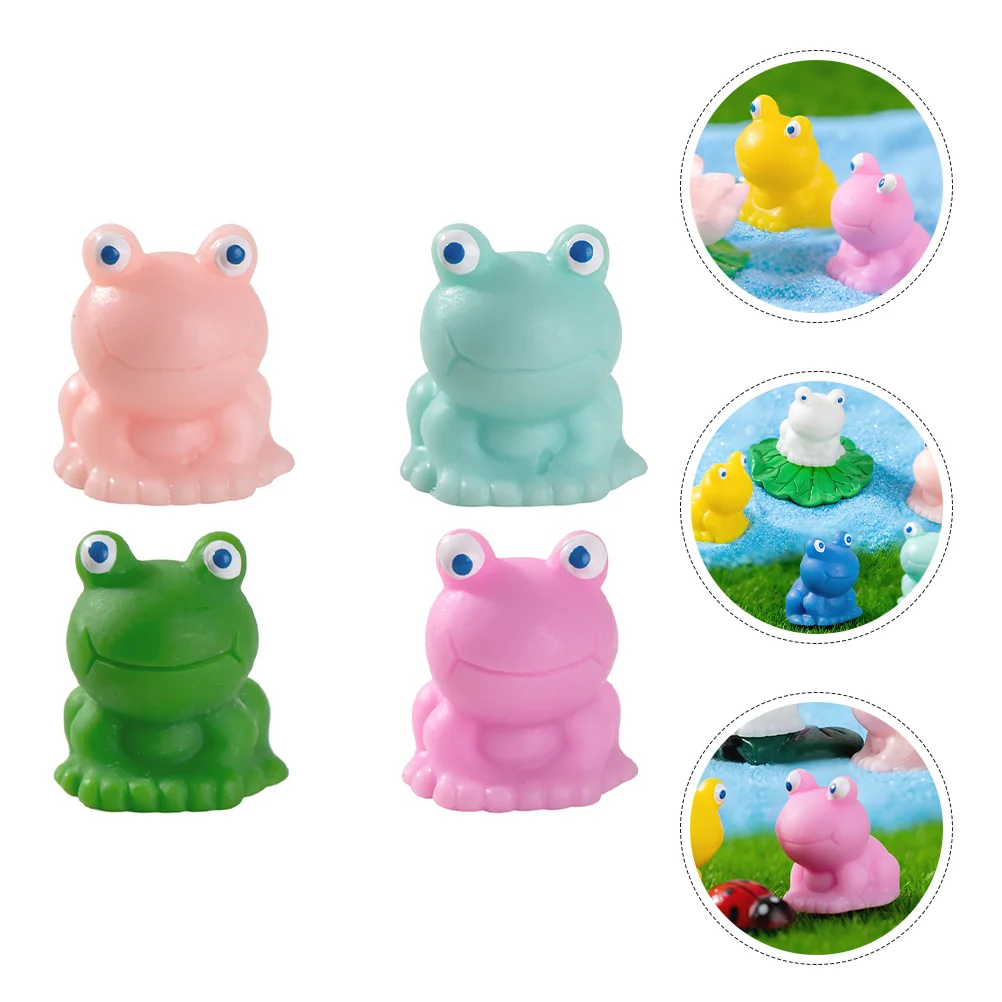 4 шт. маленькая скульптура лягушки солнечный декор прекрасная мини-фигурка микро