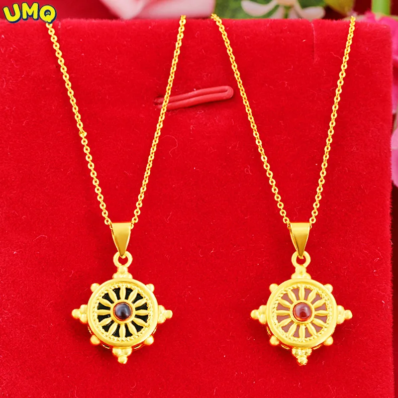 

Hi 2pcs/lot Japan and South Korea Sky Wheel 24k Gold Pendant Necklace for Party Jewelry with Chain Choker Birthday Gift Girl