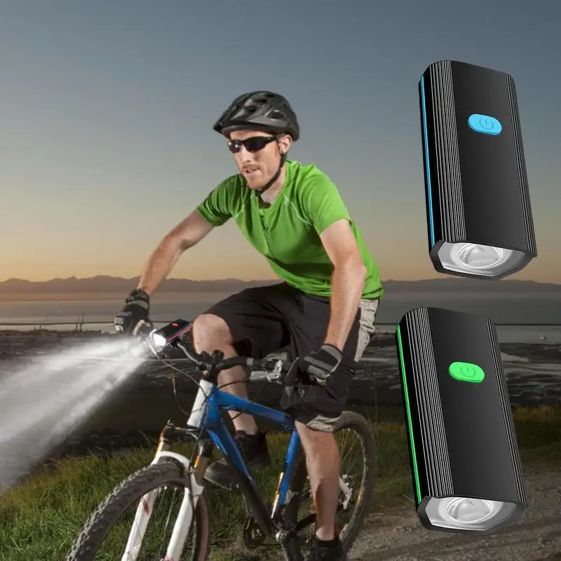 

Передний велосипедный фонарь, зарядка через USB, с гудком, водонепроницаемый велосипедный налобный фонарь для дорожного и горного велосипед...