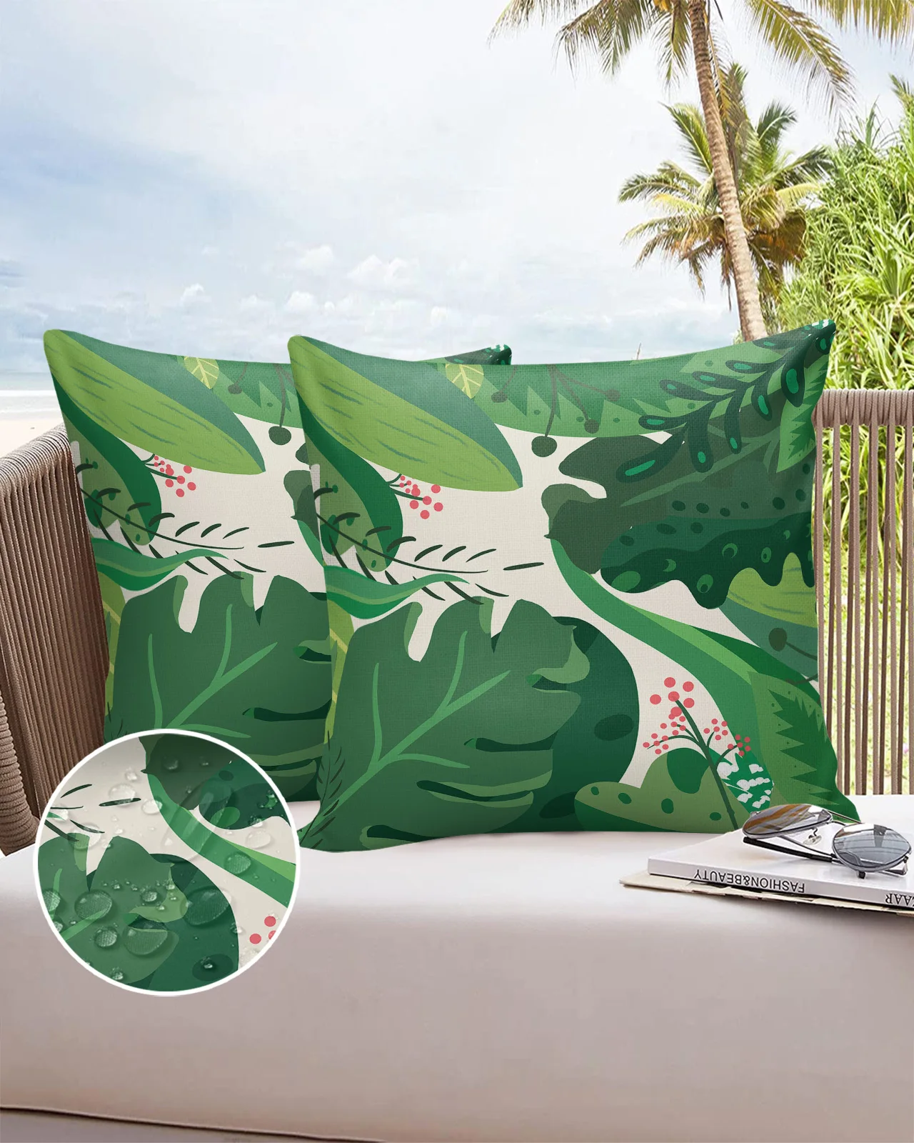 

Palm Green Summer Rainforest Plant Sofa Double-sided Printing Pillow Cases 30 X 50cm Waterproof Square Pillowcase for Bedroom