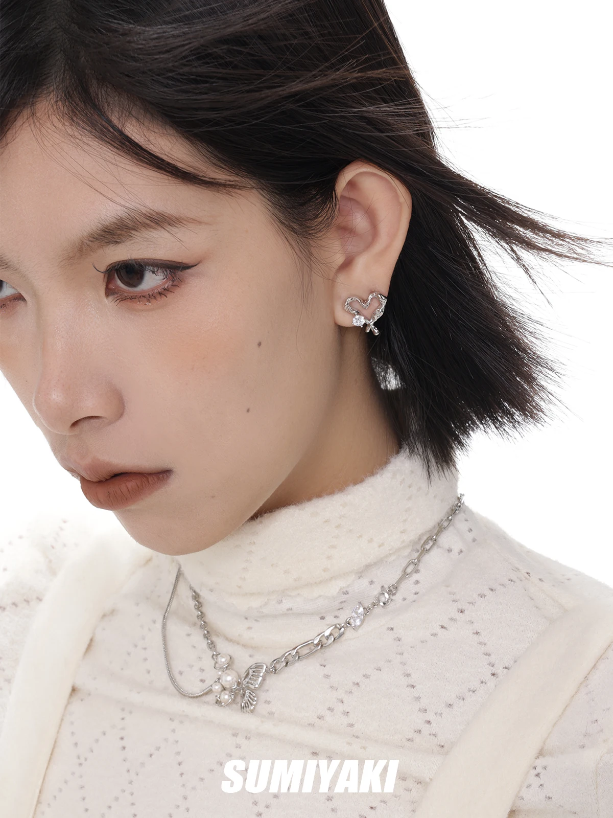 Полые серьги Sumiyaki в форме сердца S925 серебряные иглы подарок на день Святого