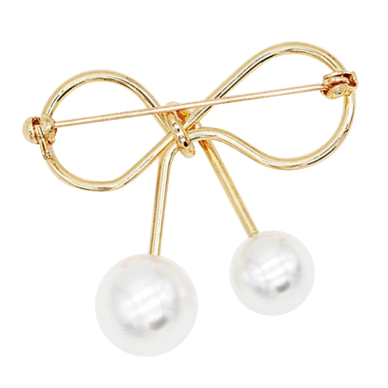 Простая брошь-бант бант булавка на лацкан с искусственным жемчугом подвеска