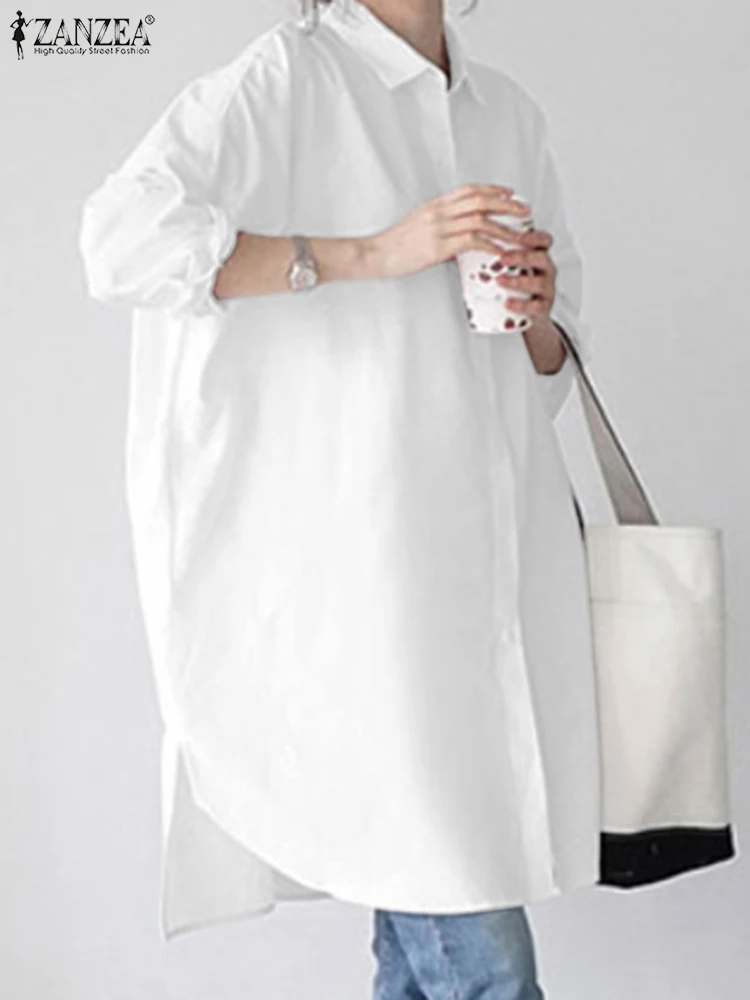 Женская Блузка Zanzea Коллекция 2023 Повседневная Элегантная Рубашка С Отложным