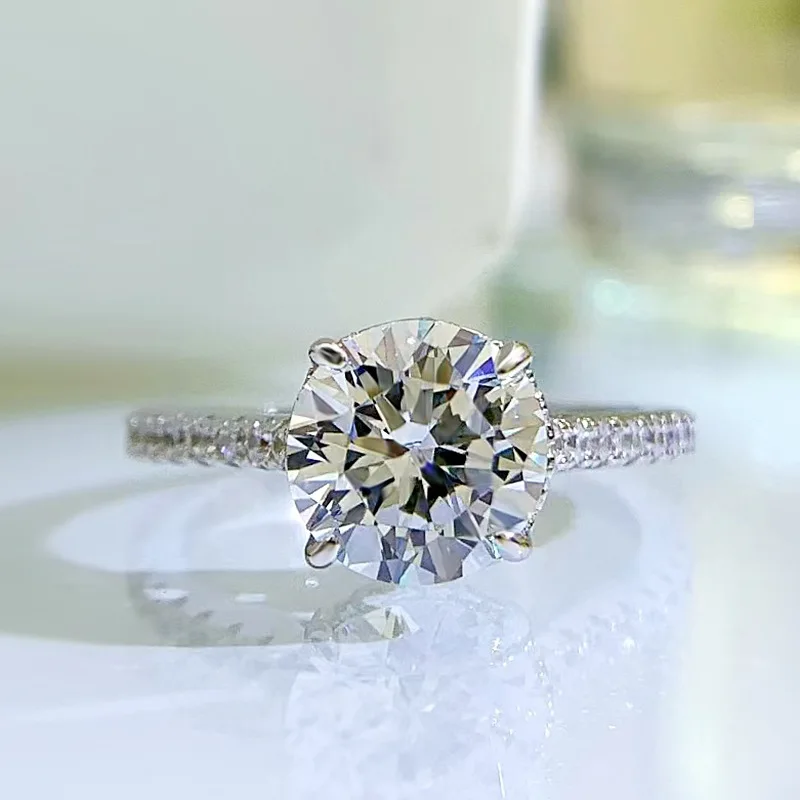 

Jewelry 2023 New 925 Silver 8mm Round Ring Women's Full Diamond Ring Micro Inlay Cross border One Piece Shipping