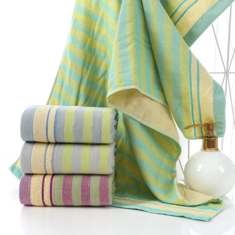 

Bath Towel Cotton Striped Adult Household Textiles Bathroom Soft Woman Sauna Spa Absorbent Towel 50*100CM