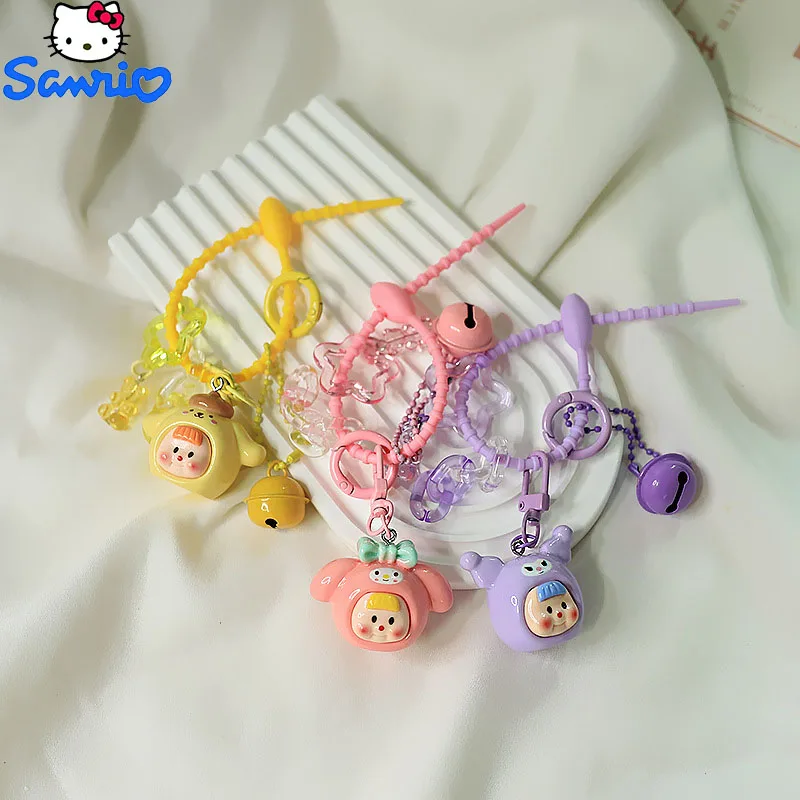 

Kawaii Sanrio Kuromi Cinnamoroll My Melody Keychain Pendant Bell Cute Bag Hanging Jewelry Girls Anime Gift Kids Creative Toys