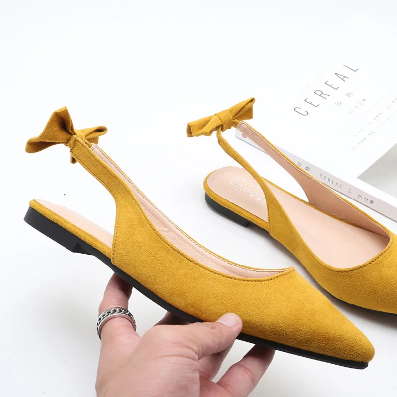 Pointed-back Empty Shoes with Elastic Band Flat-bottomed Autumn Shoes Women