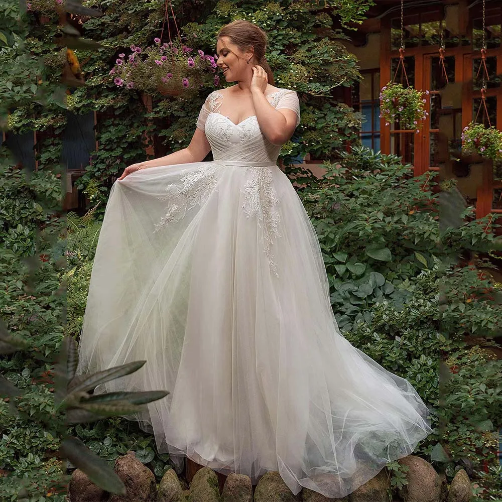 

Пасторальные свадебные платья Элегантное платье невесты с v-образным вырезом и кружевной аппликацией из бисера 2022 Плиссированное платье тр...