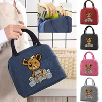 insulated lunch bag women portable cooler canvas bento tote thermal food storage pouch picnic and work refrigerated lunch bags