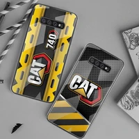 cool excavator caterpillars cat phone case tempered glass for samsung s20 ultra s7 s8 s9 s10 note 8 9 10 pro plus cover