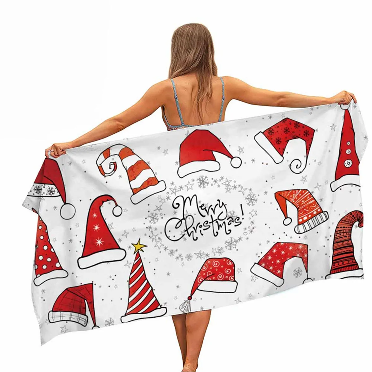

Christmas Microfiber Pool Beach Towel Portable Quick Fast Dry Outdoor Travel Swim Blanket Thin Yoga Gym Home Decor Women Men Kid