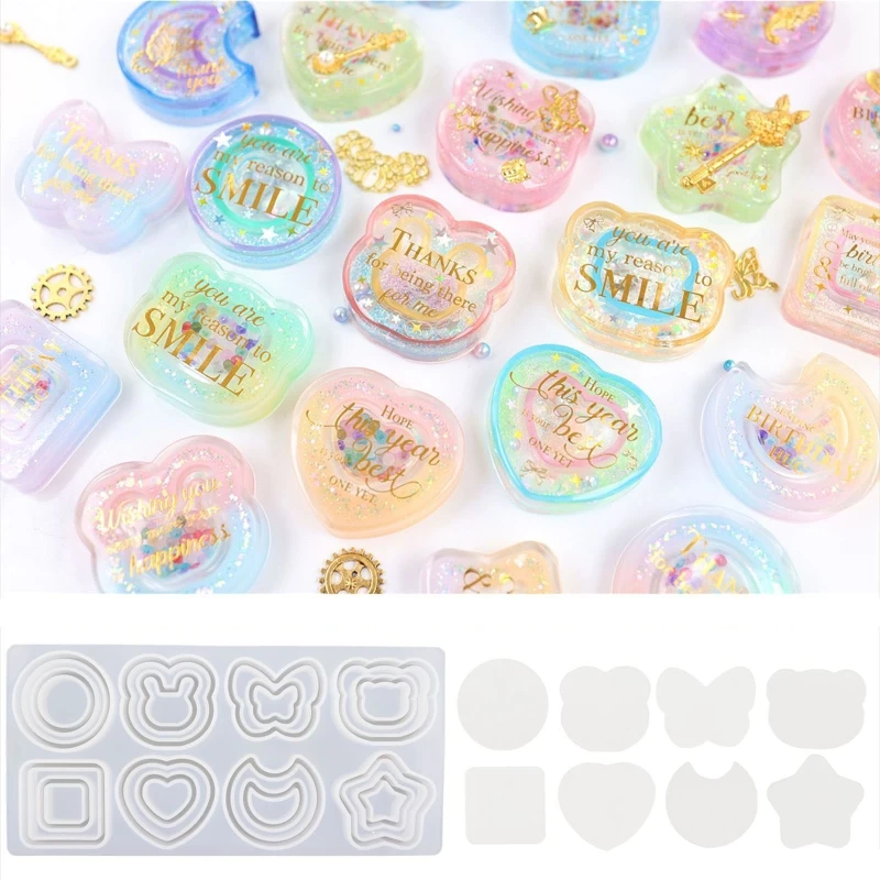

Double Layer Quicksand Silicone Mold Keyring Pendant Handmade Ornament Mold Valentine's Day Birthday Gift Jewelry