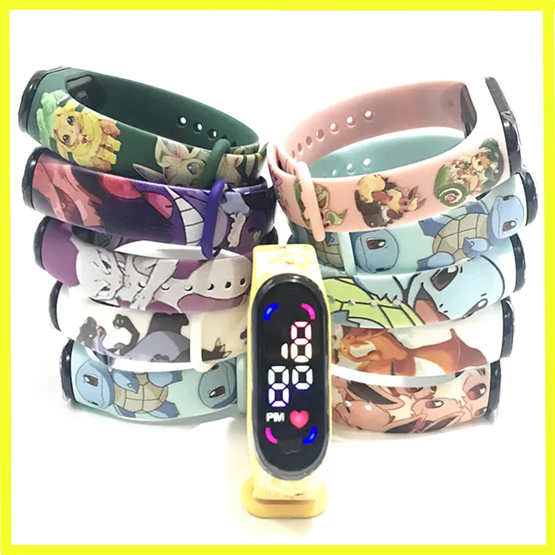 Светодиодные электронные часы Pokemon Модные цветные сенсорные водонепроницаемые с