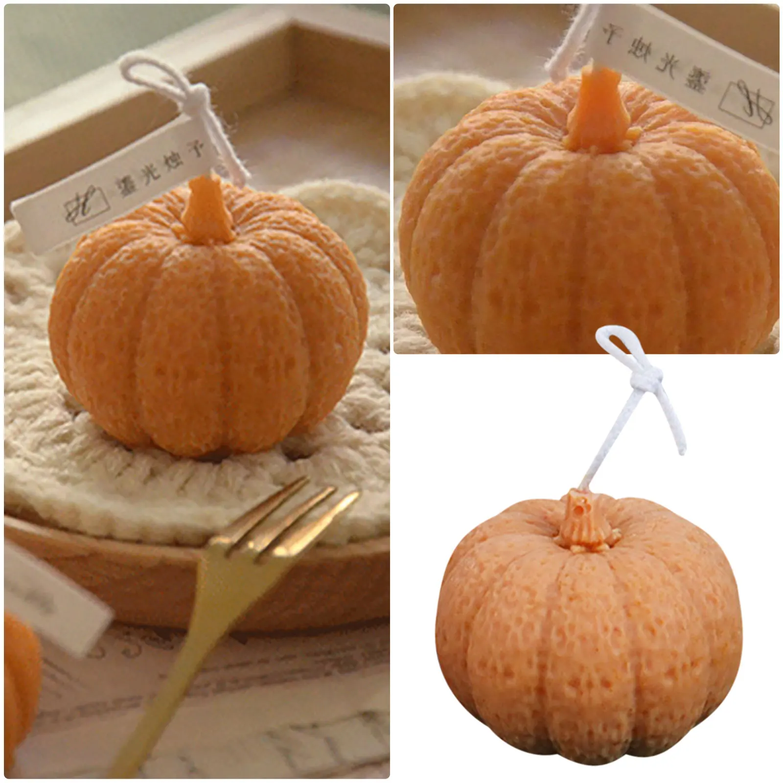 

Simulation Of Pumpkin Scented Candles Handmade Festive Gifts Atmosphere.