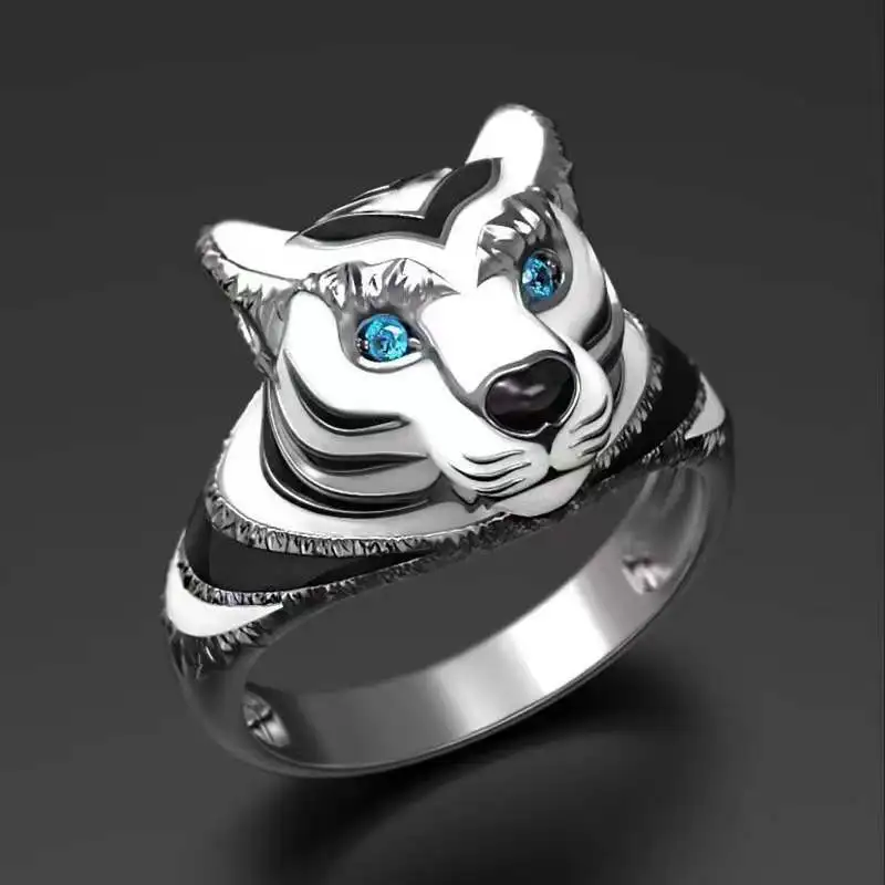 

Cute Animal Rings For Women Fashion Tiger Steinless Steel Ringluxury Jewelry Couples Matching Ring Birthday Party Gift Anel