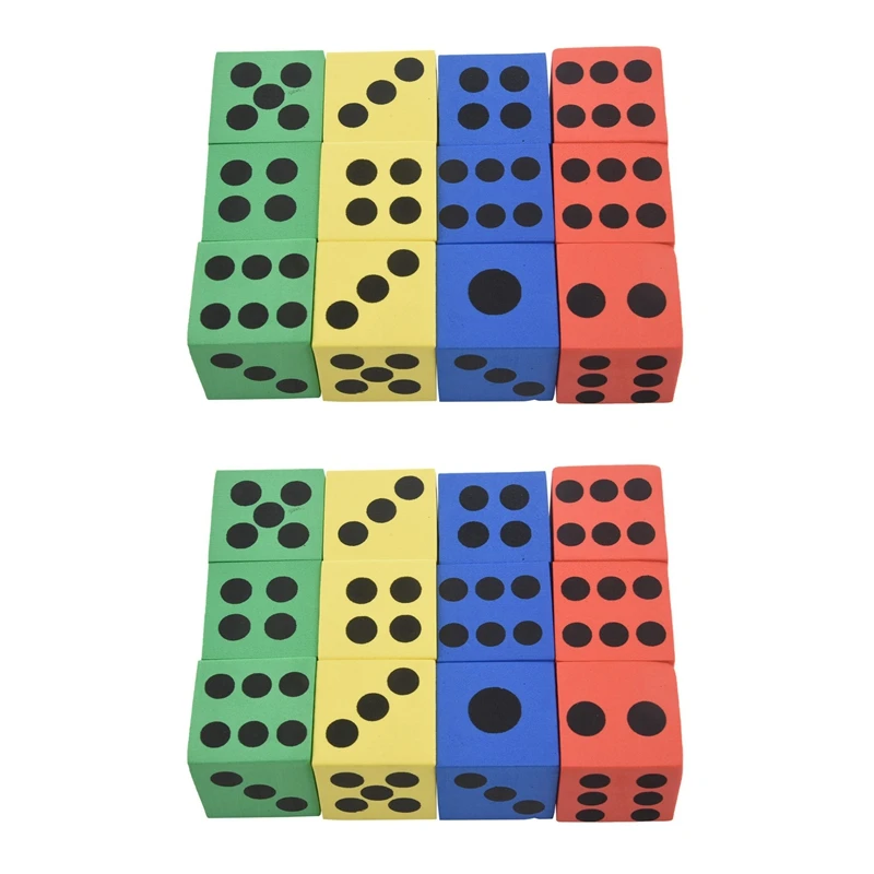 

ELOS-24Pcs пенопластовые игральные кости-Случайные цвета/черные однотонные точки-безопасные и забавные