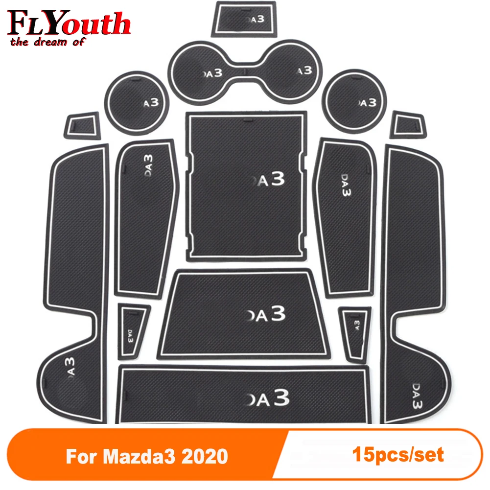 

15Pcs/Set Car Door Groove Mat For Mazda3 2020 Auto Anti-Slip Cup Mat Non Slip Door Gate Pad Car Accessories