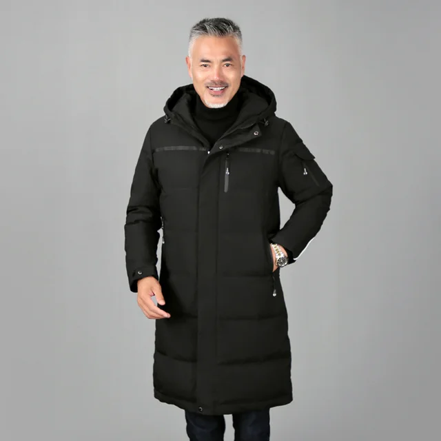 Luxury brand Plus Size 5XL Middle-aged Coat For Father Long White Duck Winter Jacket Hooded Down Parka Men Overcoat
