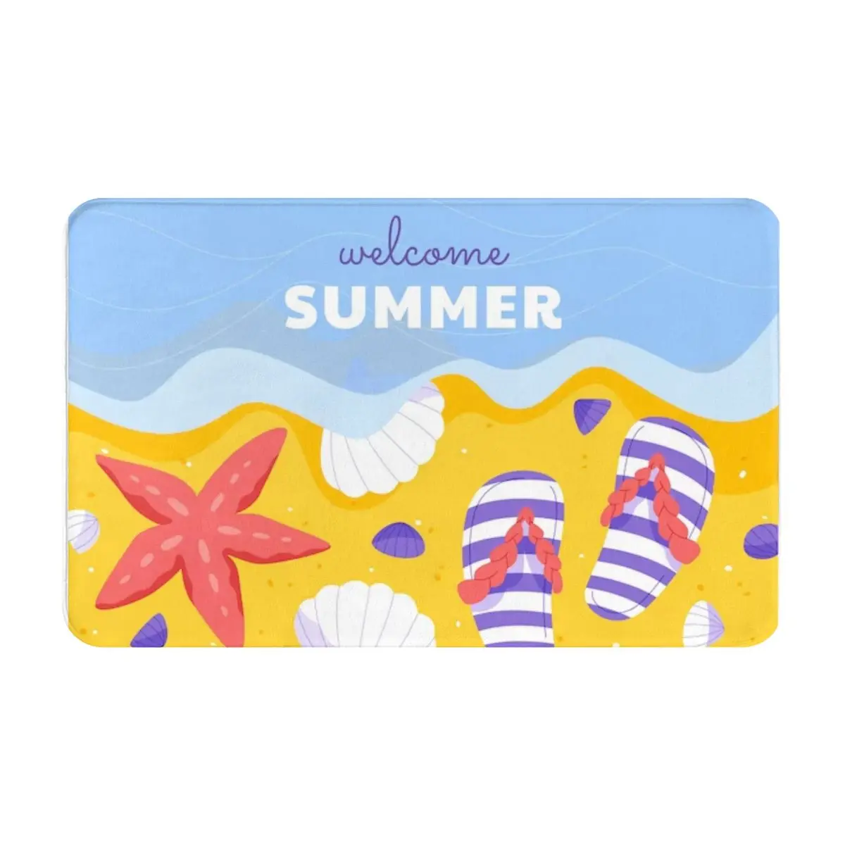 

Seaside Sandy Beach The Door Mat Is Resistant To Fading And Wear Non-Slip Mats Are Essential For Bathroom Safety Skin-friendly