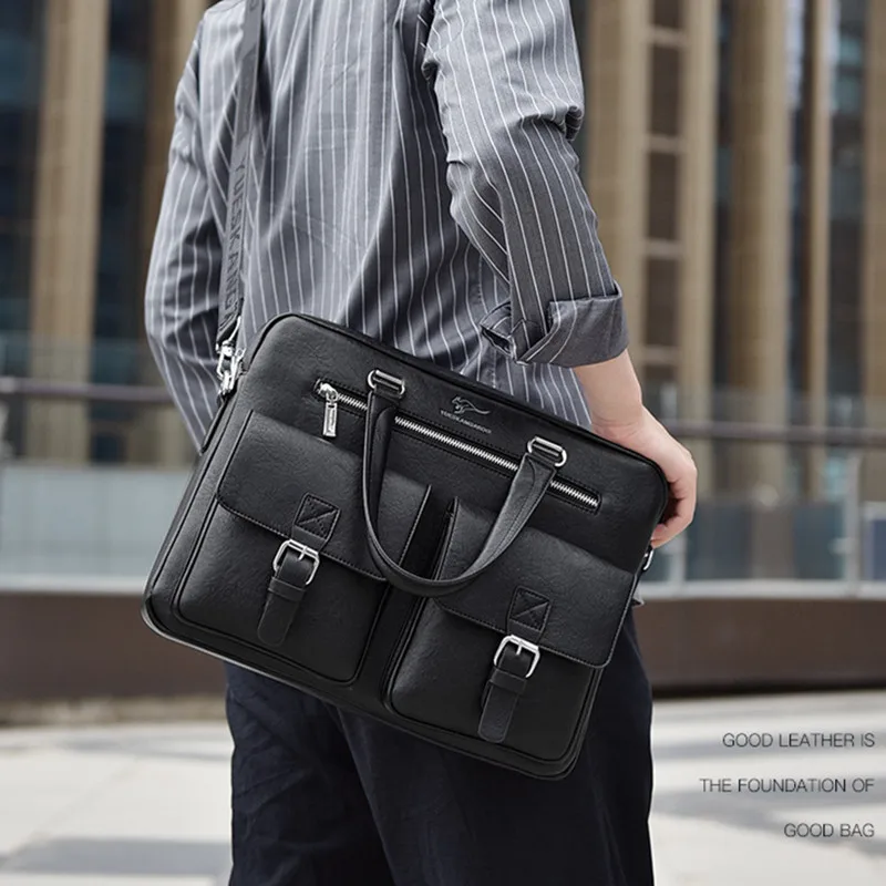 Business Men's Briefcase Vintage PU Leather Handbag Multifunction Male Shoulder Messenger Bag Large Capacity Laptop Bag