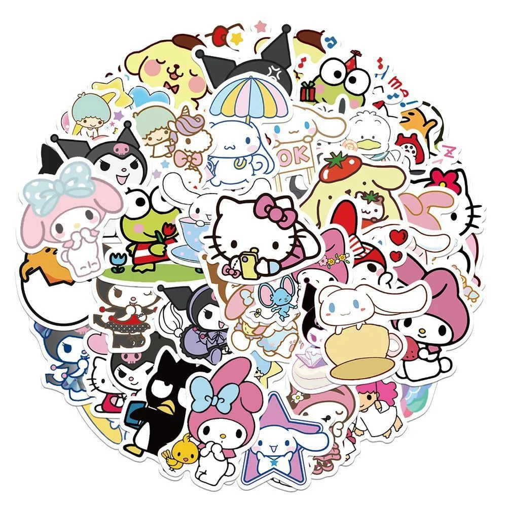 Набор Наклеек Sanrio Hello Kitty Kuromi Melody Для Автомобиля Ноутбука Телефона Декоративные