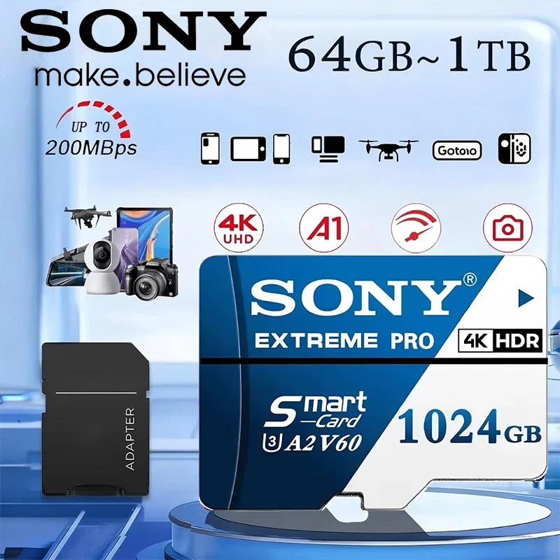 Фото Карта памяти SON-Y 1 ТБ, 512 ГБ, Mini SD 64 ГБ, 128 ГБ, 256 ГБ, MiniSD Max Ultra C10 TF Card для телефонов и систем видеонаблюдения №1