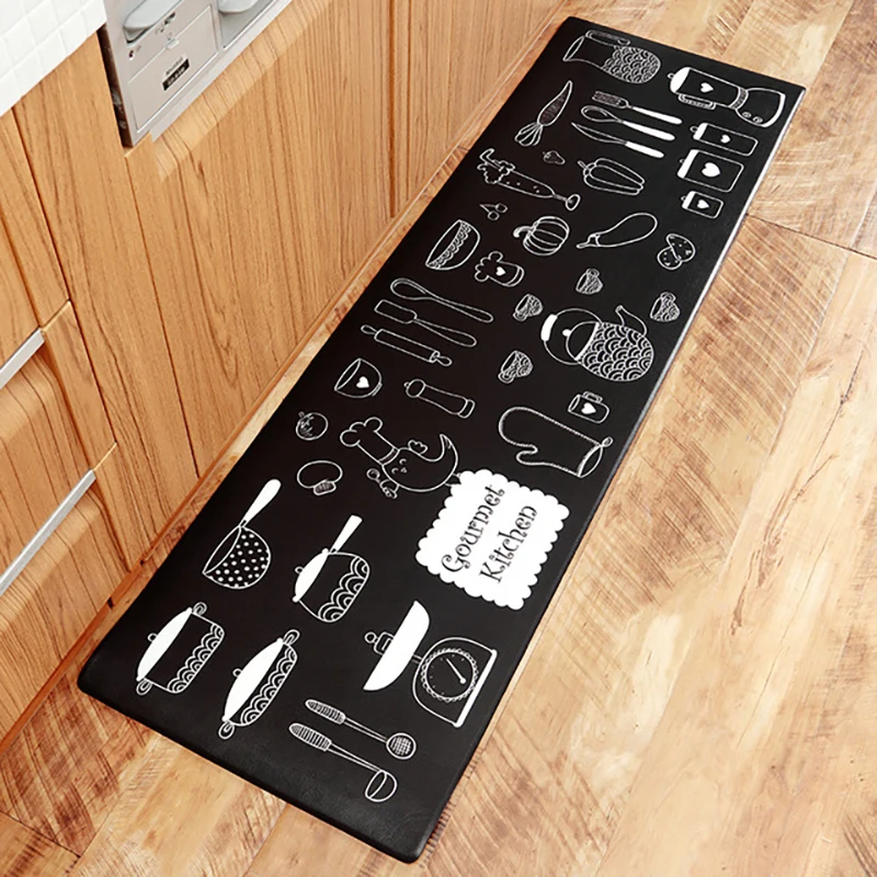 

Moder kitchen Carpet Waterproof Oilproof PVC Cartoon Mat Kitchen Floor Door Mat Anti-slip Mats Home Entrance Front Door Doormats