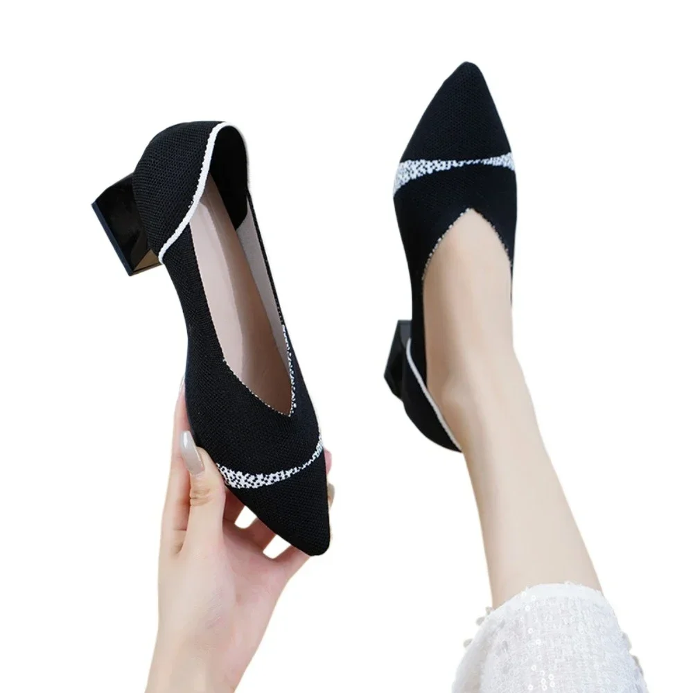 Новая женская обувь модная эластичная вязаная дышащая латексная стелька на