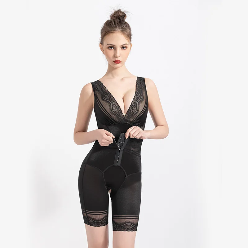 Corset Slimming Shapewear Women Lace Bodysuit Open Bust Waist Trainer Cincher Tummy Control Fajas Colombianas Body Shaper