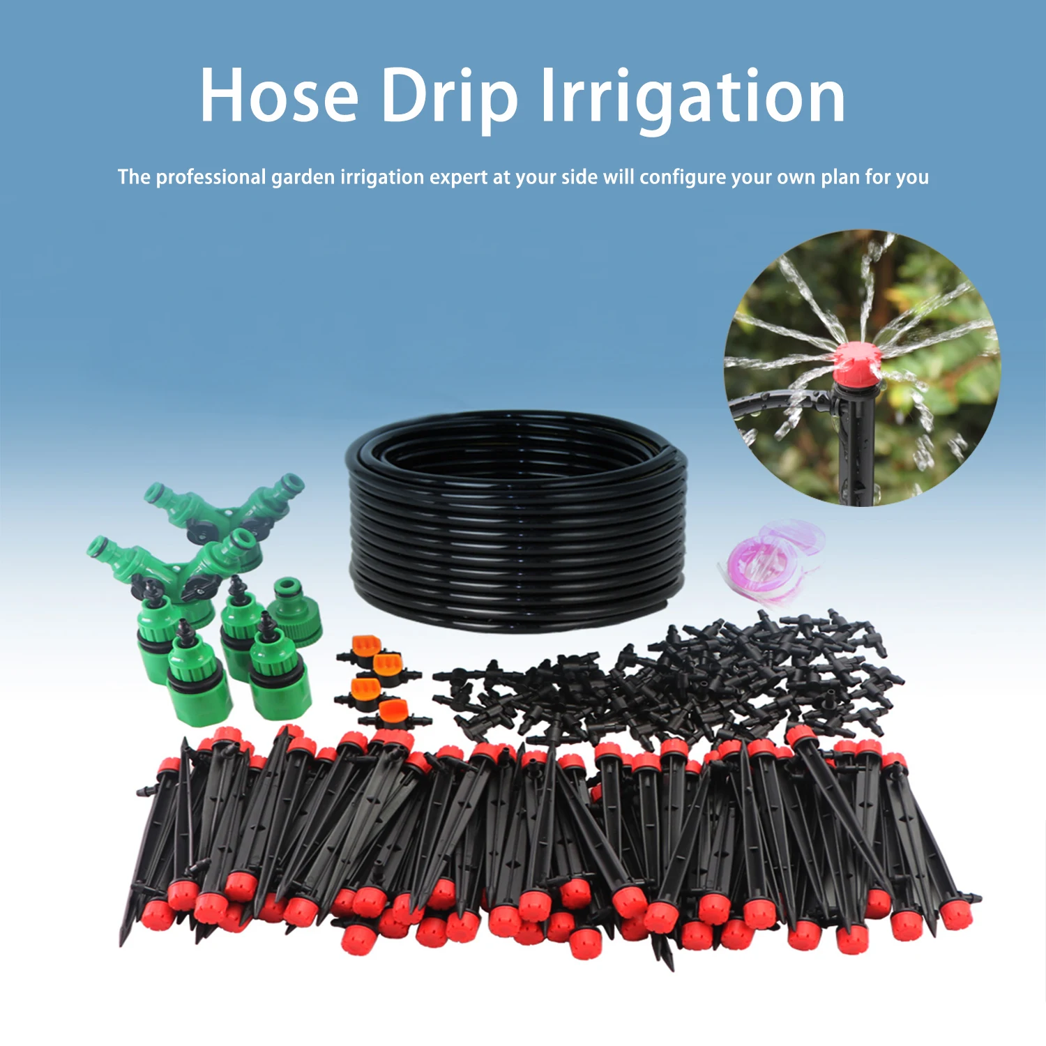 

360 degree adjustable 8-hole sprinkler kit hose drip irrigation system garden watering inserted into the ground micro flow drip