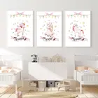 Единорог Плакаты для девочек и принтом цветные флаги бантом холст картины вдохновляющие цитаты настенные картины декора стен в детской комнате