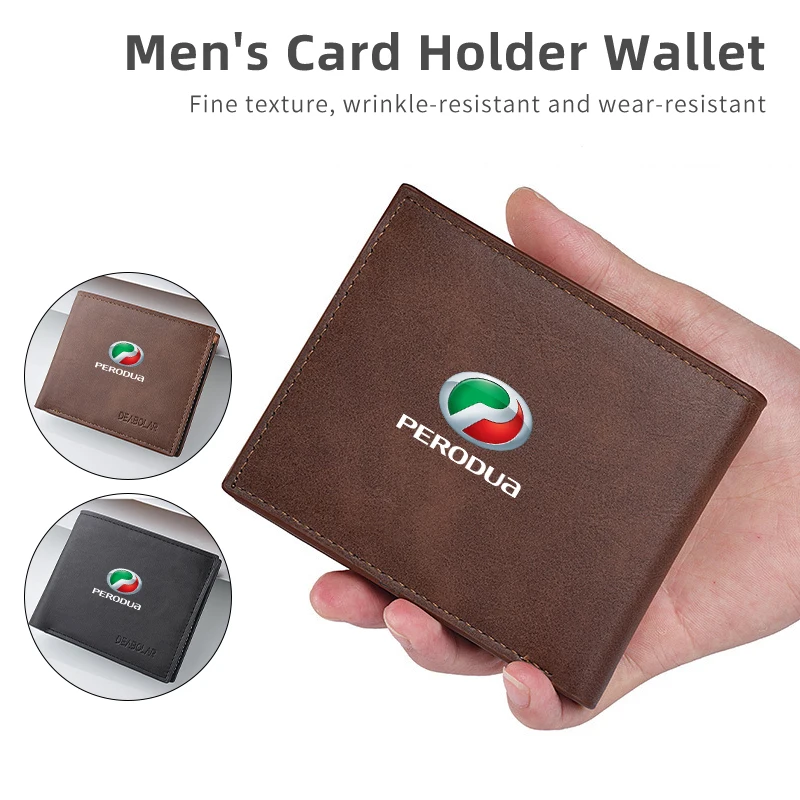 Кожаный деловой кошелек с логотипом автомобиля мужской для монет Perodua Kanchil Kenbala